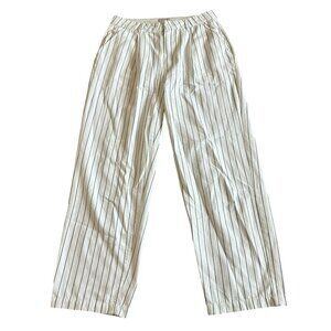 Brixton White Black Stripe Pants Wide Leg Cropped Minimalist Size 29 Women's